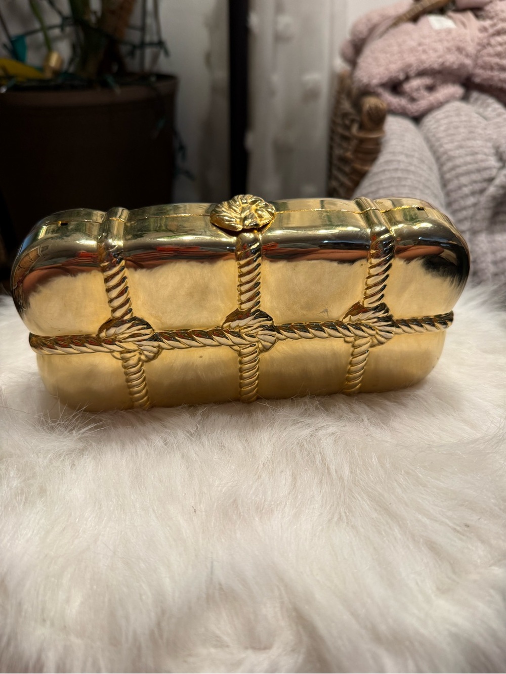 Vintage Gold Rope-Detail Clutch - Women Accessories